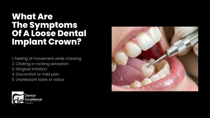 What are the symptoms of a loose dental implant crown?